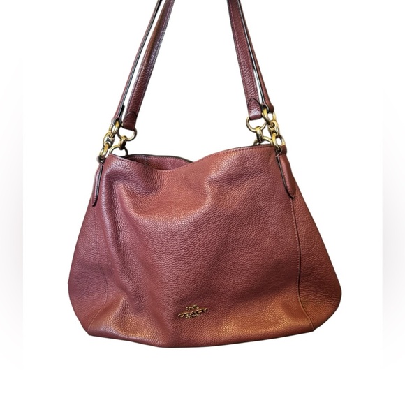 Coach Maggie Madison bag. Wine - Plum color. Soft pebble leather. - Picture 8 of 9